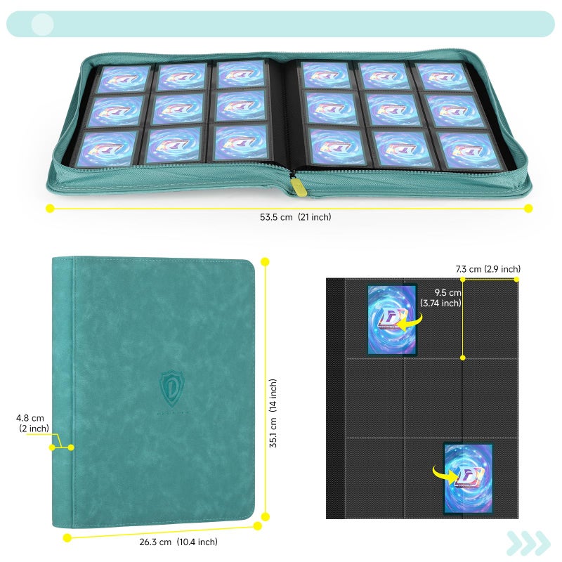 Deoyibu 9 Pocket Card Binder 360 Pockets Trading Card Binder Double Sided Pocket Collection Binder Card Folder for MTG TCG Game Cards Sport Cards Green - Image 3